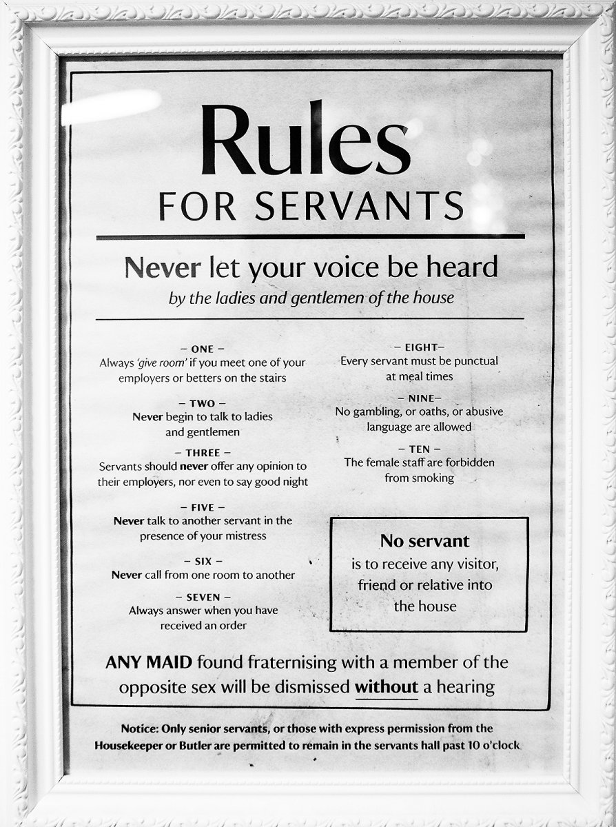 Rules FOR SERVANTS